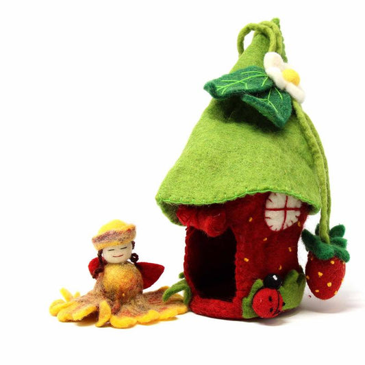 Felted Strawberry Fairy House - Global Groove