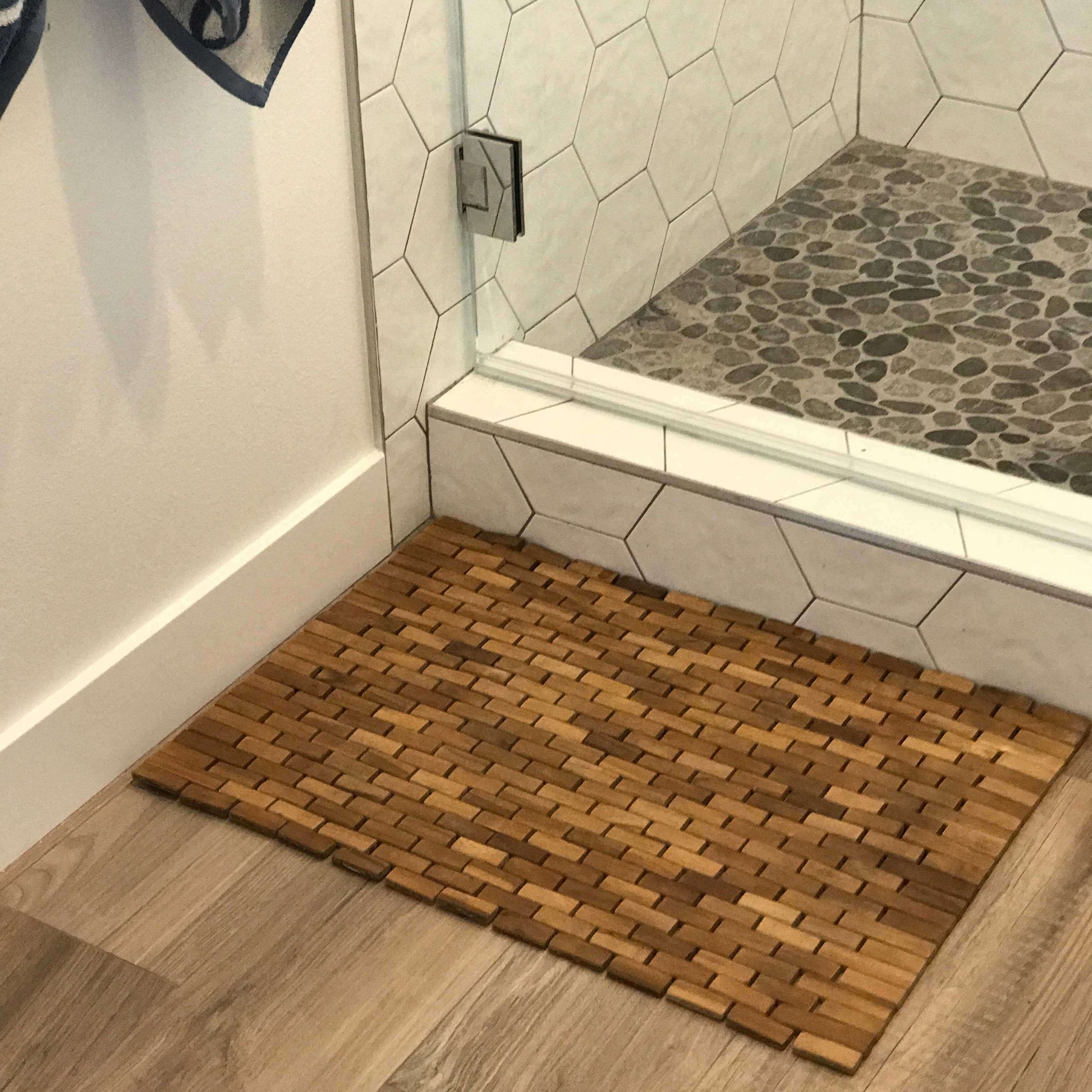 Hip-o Modern Living Teak Indoor/Outdoor Bath & Shower Mat, Recycled Wood Floor  Mats