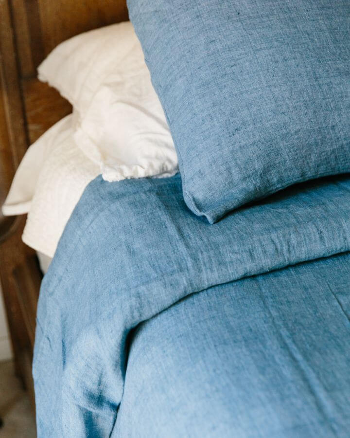 Creative Women Linen Duvet Cover Set in Denim Blue