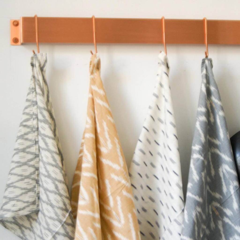 Rustic Loom Handwoven Cotton Peach Tulip Kitchen Ikat Tea Towel, Ethically Handmade  Kitchen Towels